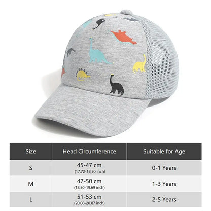 Dinosaur Printed Toddler Baseball Hat Kids Sun Hat Sun Hat Adjustable Quick Drying Age 0-5Y Boys Girls