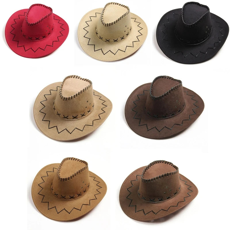 Fashion Cowboy Hat for Kids Personalized Party Straw Hat Suede Fabric Sun Hat Children Western Cowboy Hat for Boys Girls