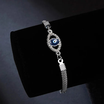 Luxury Silver Color Crystal Turkish Blue Evil Eye Bracelets For Women Hand Heart Butterfly Cross Charm Bracelets Lucky Jewelry