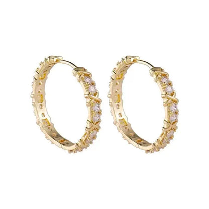 Korean Fashion Simple Zircon X Metal Hoop Earrings For Woman 2023 Neo Gothic Girls' Luxury Jewelry Wedding Party Set Accessories