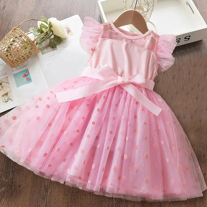 Hello Kitty 2-6Y Baby Girl Dress Princess Mesh Skirt Summer Sleeveless Clothes Fancy Wedding Party Dresses for Girls Summer