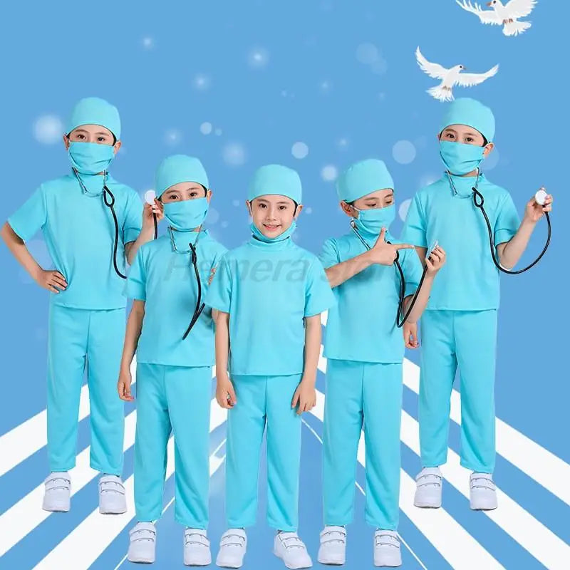 Hospital Doctor Career For Kids Girl/Boy Surgeon Dr Uniform Boys Child Career Halloween Cosplay Costume Party Dress Up