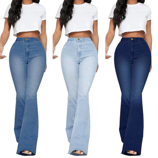 2023 Fall New High Waist Boot Cut Jeans For Women Fashion Stretch Skinny Denim Flared Pants Casual Slim Female Trousers S-2XL