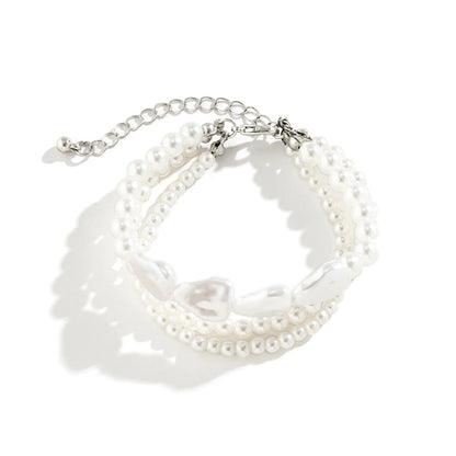 Elegant Multilayer Imitation-Pearl Chain Bracelet for Women Wedding Bridal Kpop Charm Beaded Bangles Couple Hand Jewelry