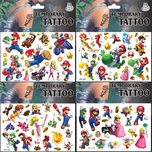 Mario Tattoo Plakkers Waterdig Oulike Mario Plakker Anime Verjaardag Partytjie Benodigdhede Versiering Vir Kinders Vroue Mans Geskenke