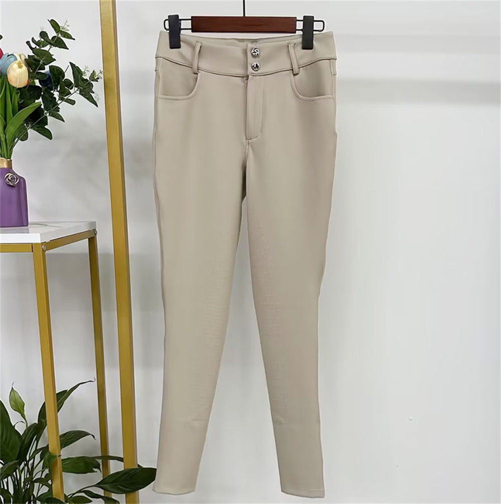 Nylon Women's Competition Equestrian Long Breeches Full Seat Silicone