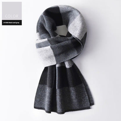 Wool Scarf Men's Winter Plaid Double-sided Scarf