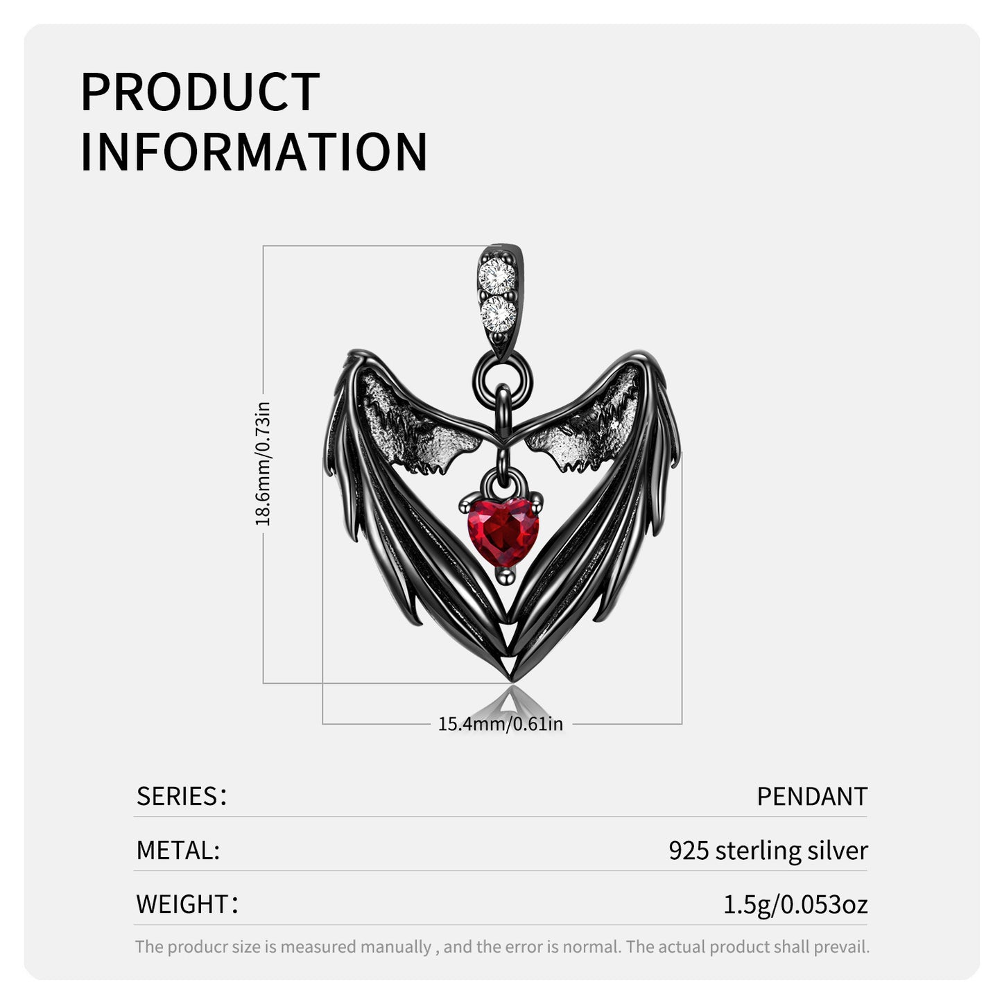 Meta  Digital Store  Heart Wing Necklace Fashion Euro American Ins Sweater Chain Collar Chain 925 Silver