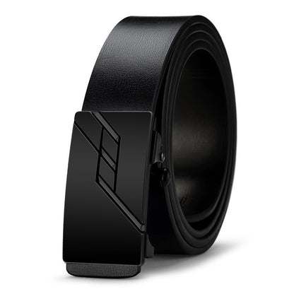 Meta  Digital Store  Men's Inner Wear Toothless Automatic Buckle Belt Business Casual All-match Trendy Two-layer Cowhide