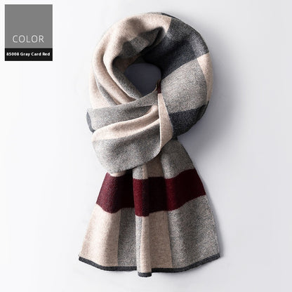 Wool Scarf Men's Winter Plaid Double-sided Scarf