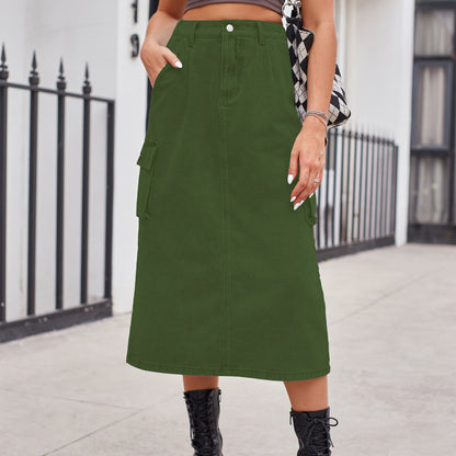 All-matching Work Clothes Washed Denim Skirt