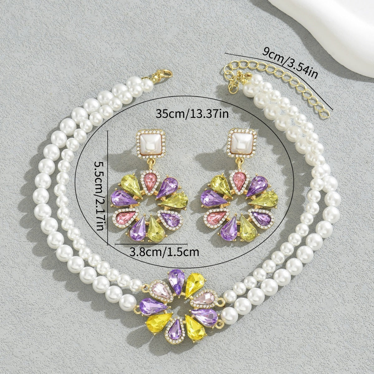 Meta Digital Store Jewelry Vintage Necklace Flower Design Earrings Niche