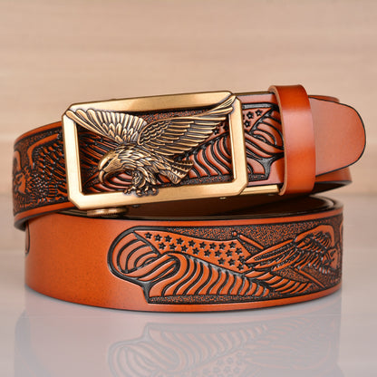 Meta  Digital Store  Leather Men's  Belt Eagle Embossed