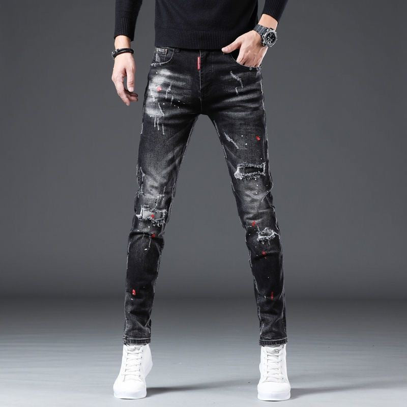 Meta Digital Store Jeans Men's Korean-style Trendy Slim Fit Skinny Pants