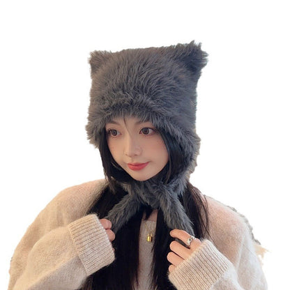 Meta  Digital Store  Autumn And Winter Online Influencer Cute Plush Bear Hat Thickened Warm