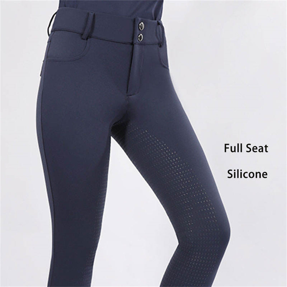 Nylon Women's Competition Equestrian Long Breeches Full Seat Silicone