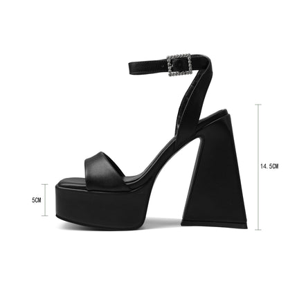 Woman  Shoes Store  High Heel Fashion Women's Shoes Square Toe Chunky Heel Large Sandals Red