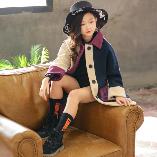 Meta Digital Store Girls Clothes Big Kids Korean AutumnWinter Woolen Coat