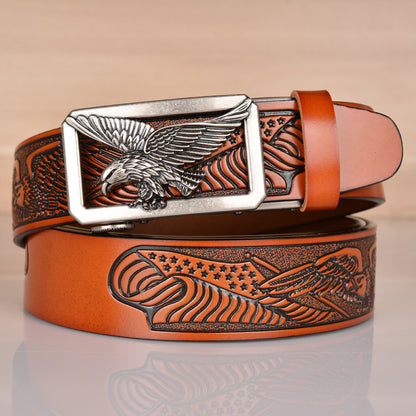 Meta Digital Store Leer Mans Belt Eagle reliëf