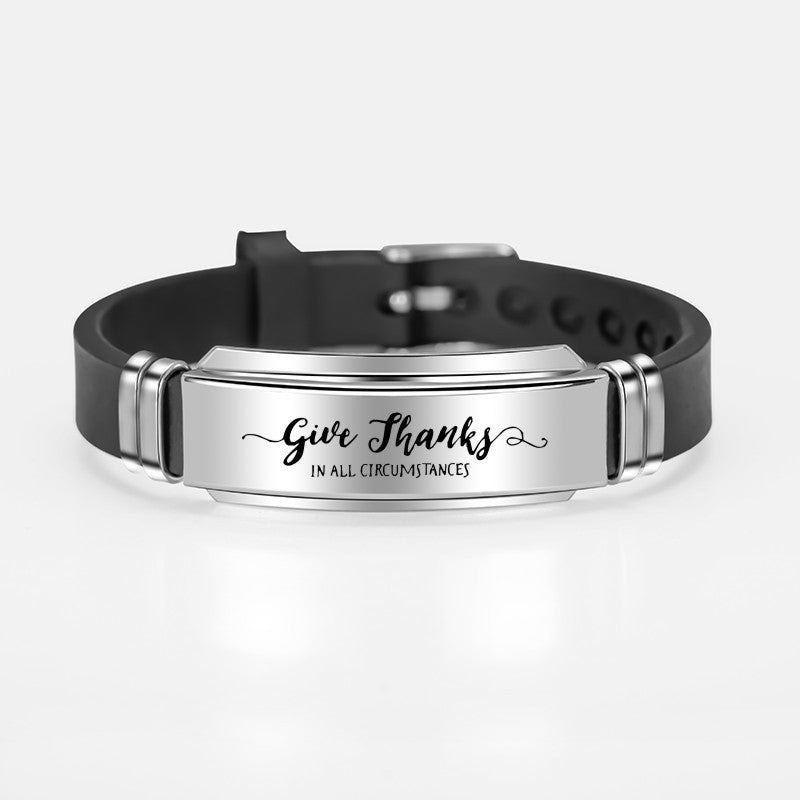 Engraved Scripture Bible Psalms Stainless Steel Bracelet