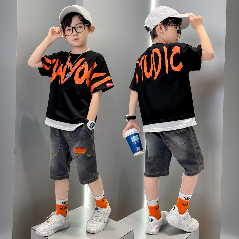 Meta Store Boys Clothing Big Boy's Short Sleeve Suit T-shirt Trendy