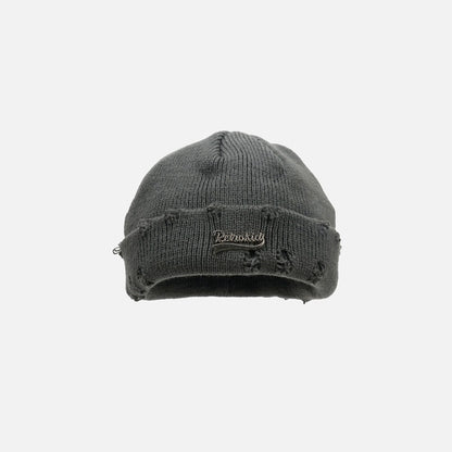 Meta  Digital Store  Ripped Metal Letter Woolen Cap