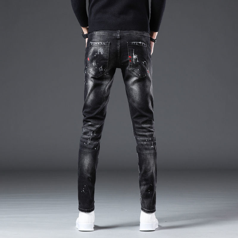 Meta Digital Store Jeans Men's Korean-style Trendy Slim Fit Skinny Pants