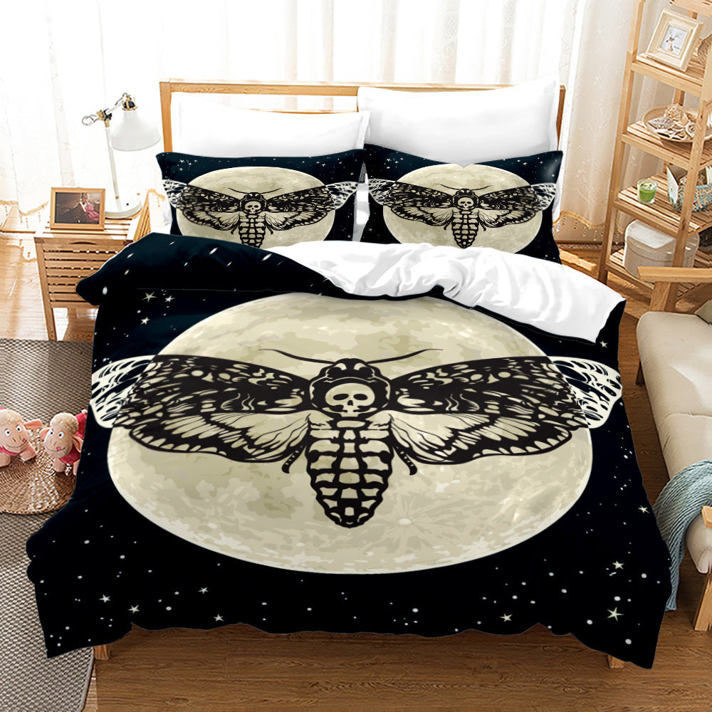 Household Acherontia Lachesis Printed Bed Sheet Bedding Set