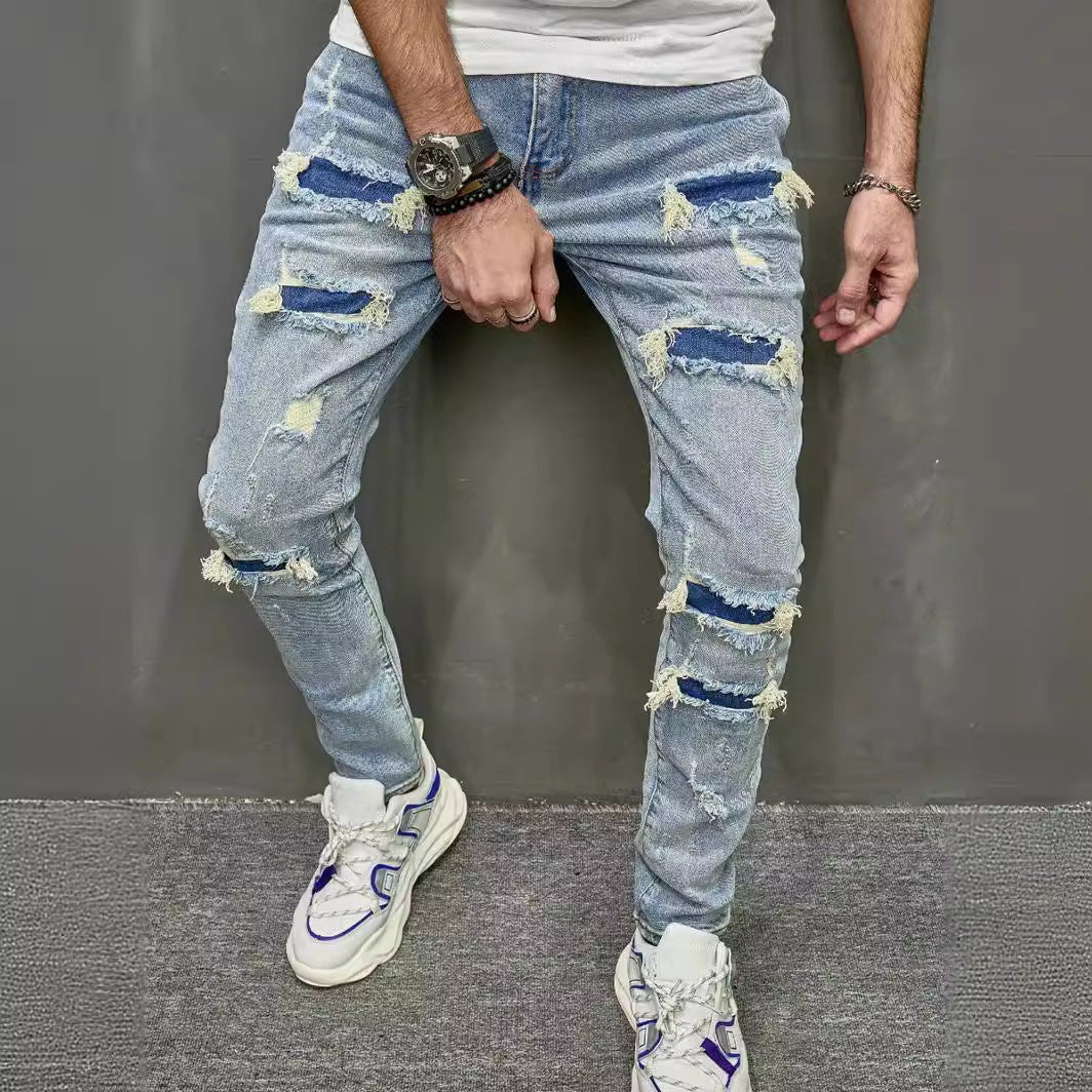 Meta Digital Store Jeans High Quality Men's Worn Skinny Stretch Jeans