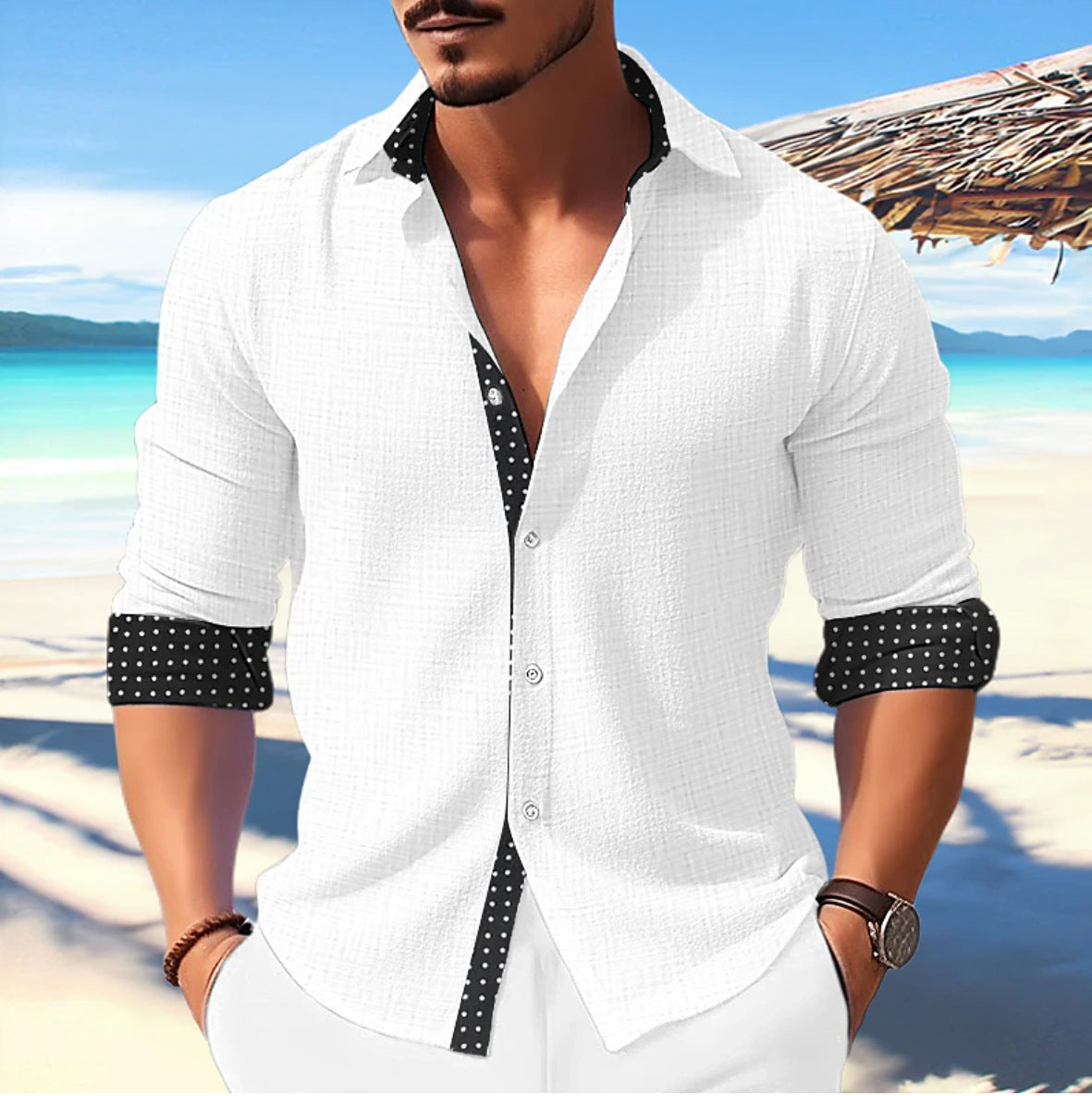 Meta  Digital Store  Casual Fashion  Trends 3D Printed Men's Long Sleeve Shirt