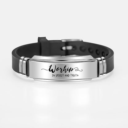 Engraved Scripture Bible Psalms Stainless Steel Bracelet