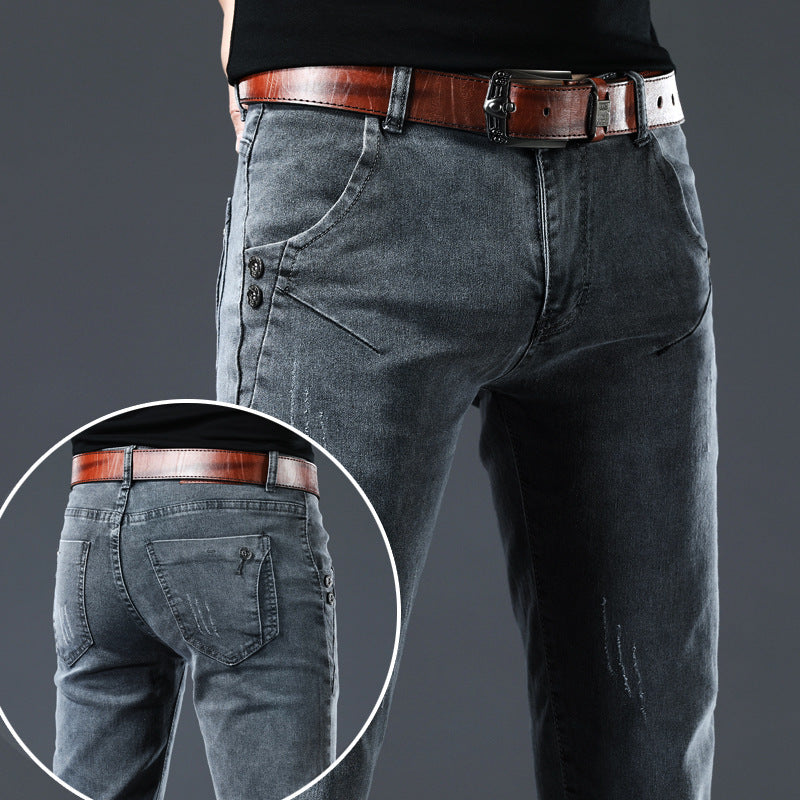 Meta Digital Store Jeans  Jeans Men's Korean-style Slim Fit Stretch Skinny Trousers